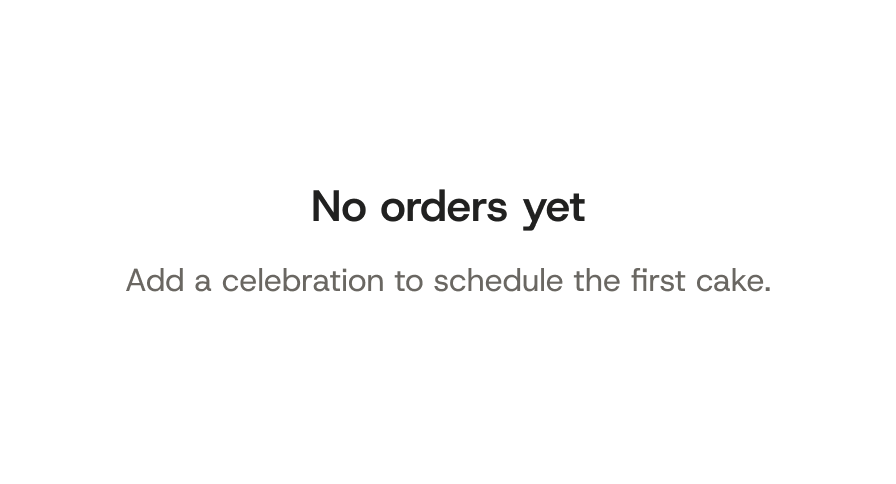 Empty state: No orders yet