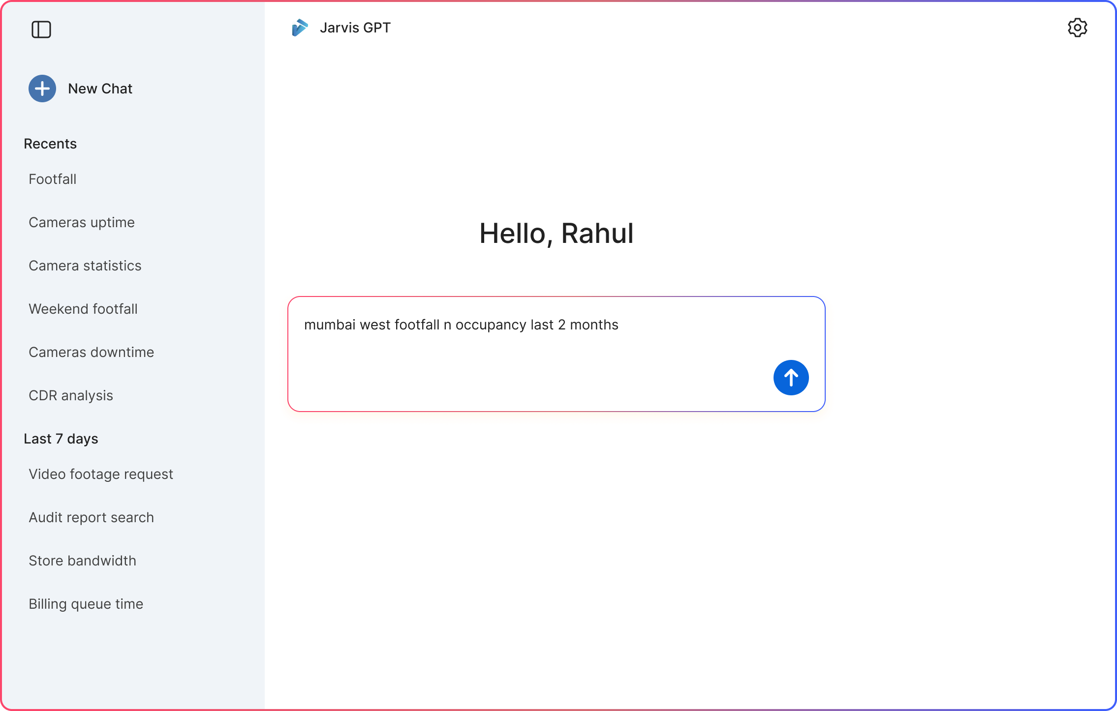 A rough question typed in the version one box, with only a send button