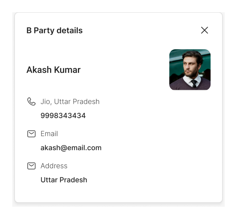 The owner card for a decoded number: name, phone company, email, and address