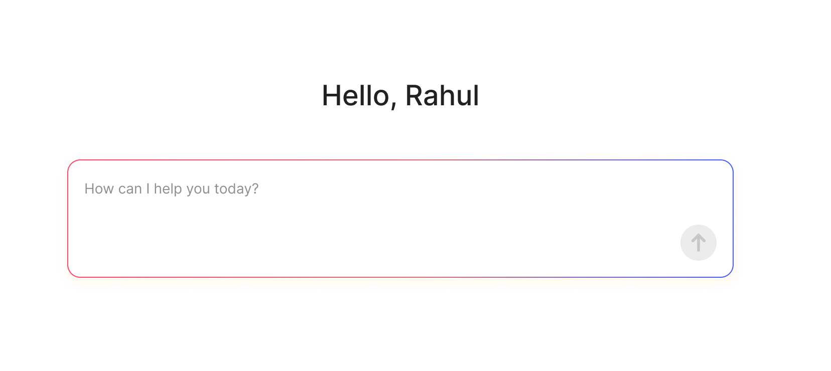 Version one: a greeting and one question box