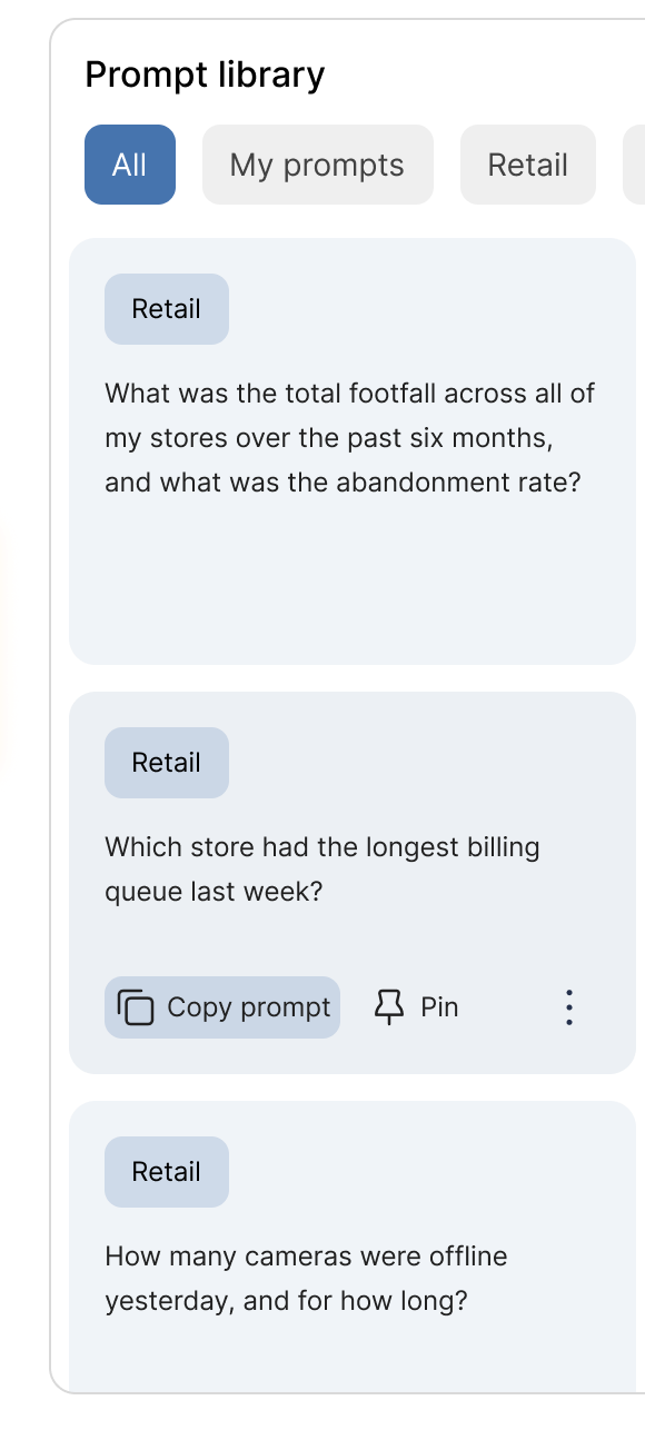 The prompt library next to the chat